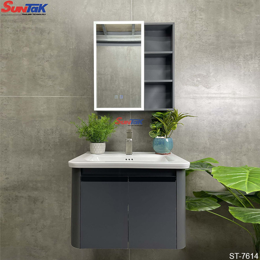 Tủ Lavabo Nhà Tắm Thông Minh Nhôm Màu Ghi