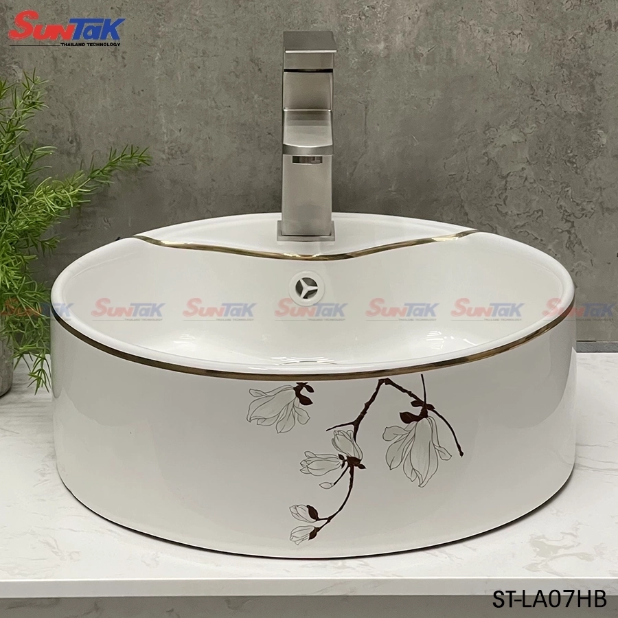 Lavabo Đặt Bàn Tròn Hoa Văn