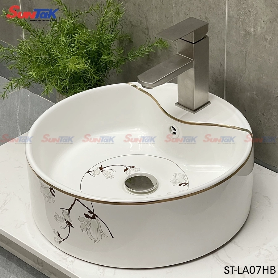 Lavabo Đặt Bàn Tròn Hoa Văn
