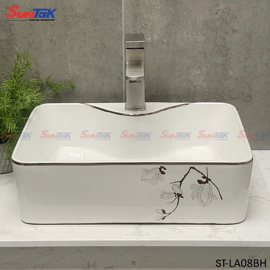Lavabo Đặt Bàn Vuông Hoa Văn
