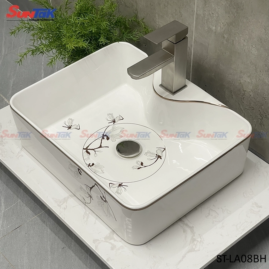 Lavabo Đặt Bàn Vuông Hoa Văn