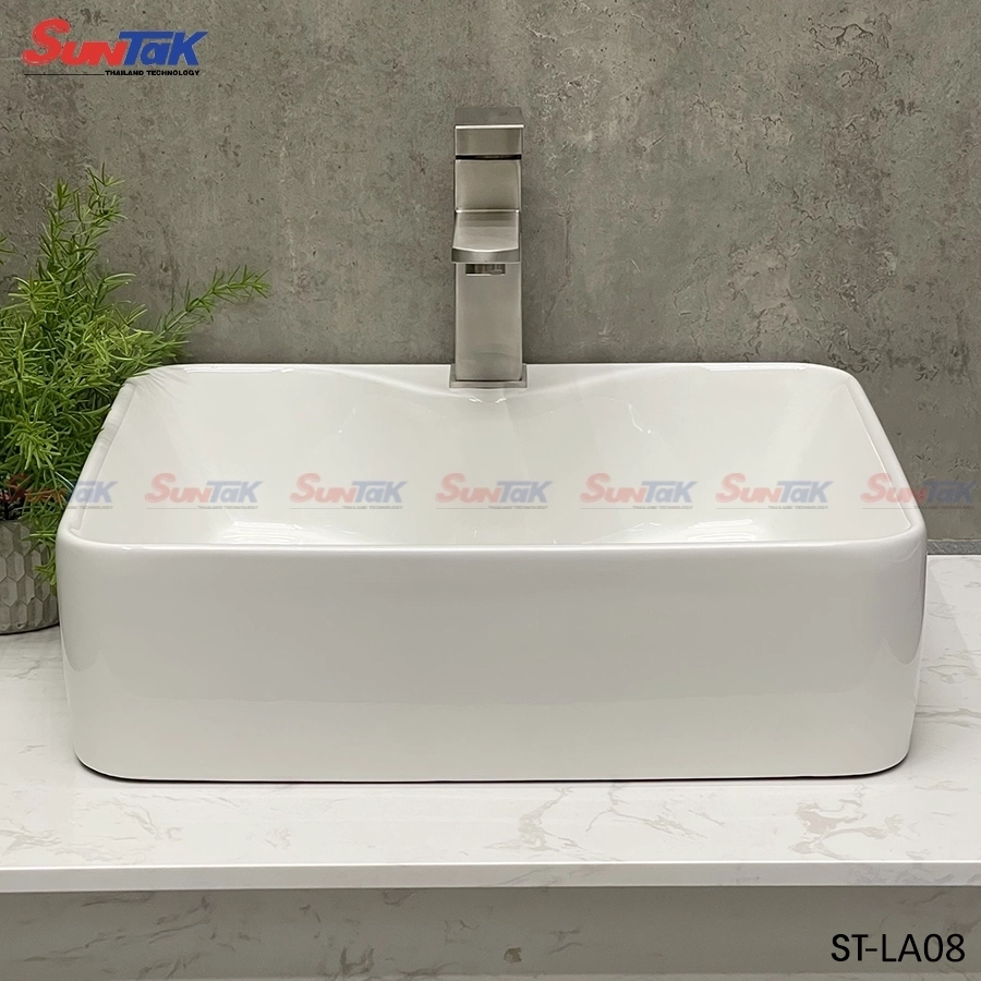 Lavabo Đặt Bàn Vuông Màu Trắng
