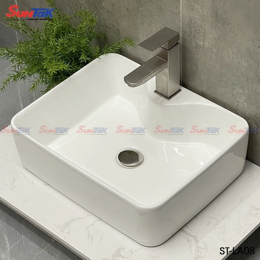 Lavabo Đặt Bàn Vuông Màu Trắng