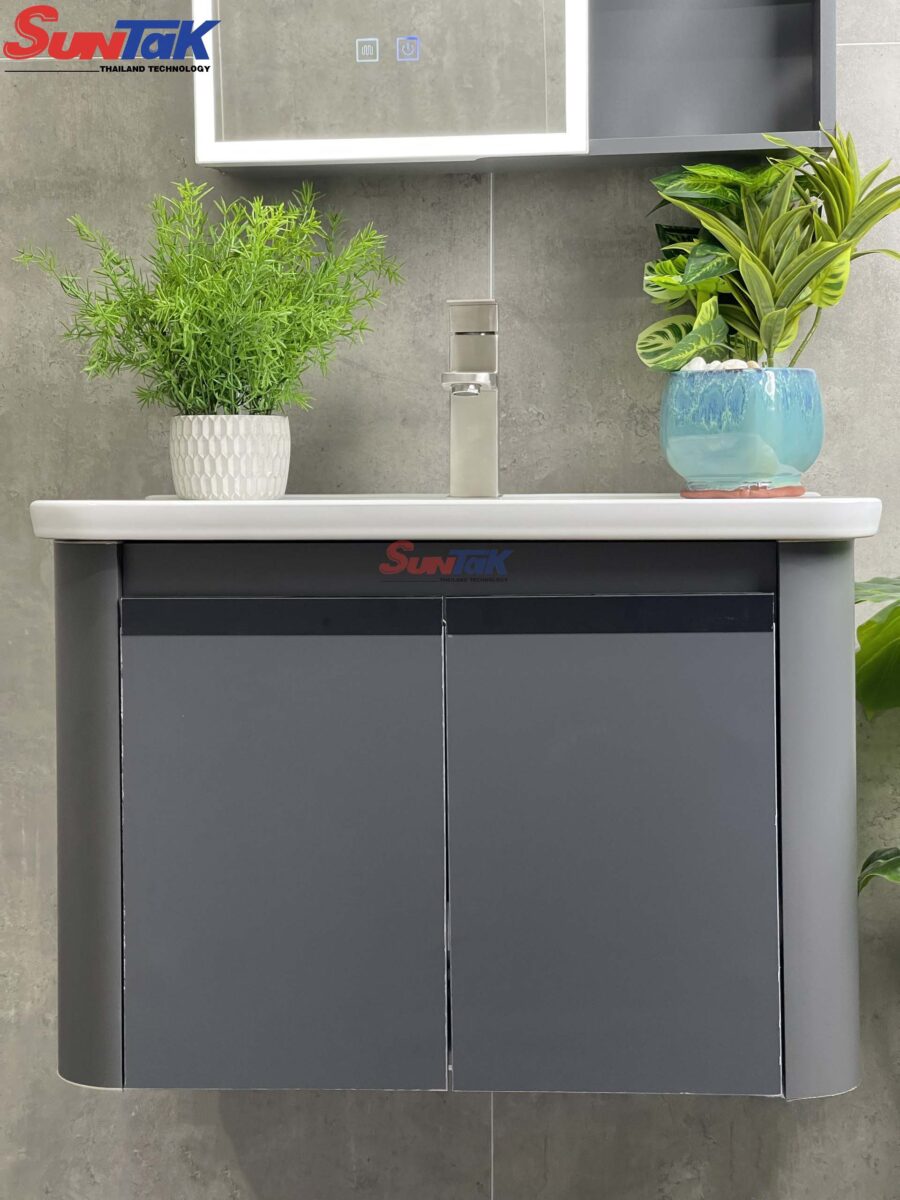 Tủ Lavabo Nhà Tắm Thông Minh Nhôm Màu Ghi