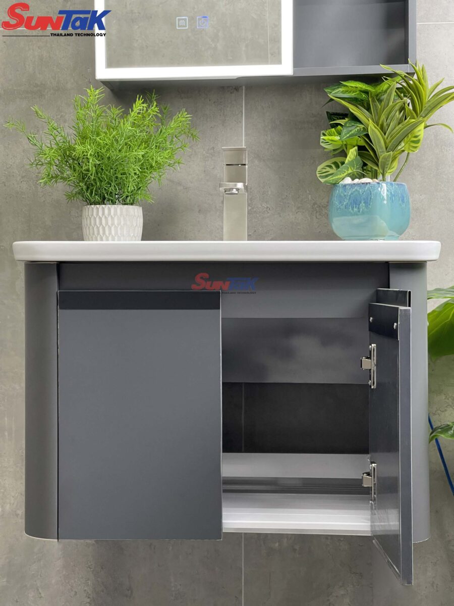 Tủ Lavabo Nhà Tắm Thông Minh Nhôm Màu Ghi
