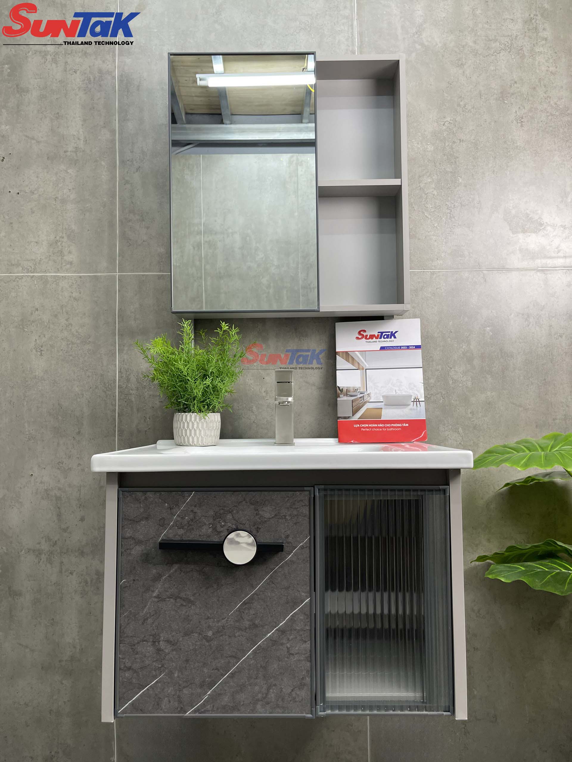 Tủ Lavabo Nhà Tắm Nhôm Màu Xám