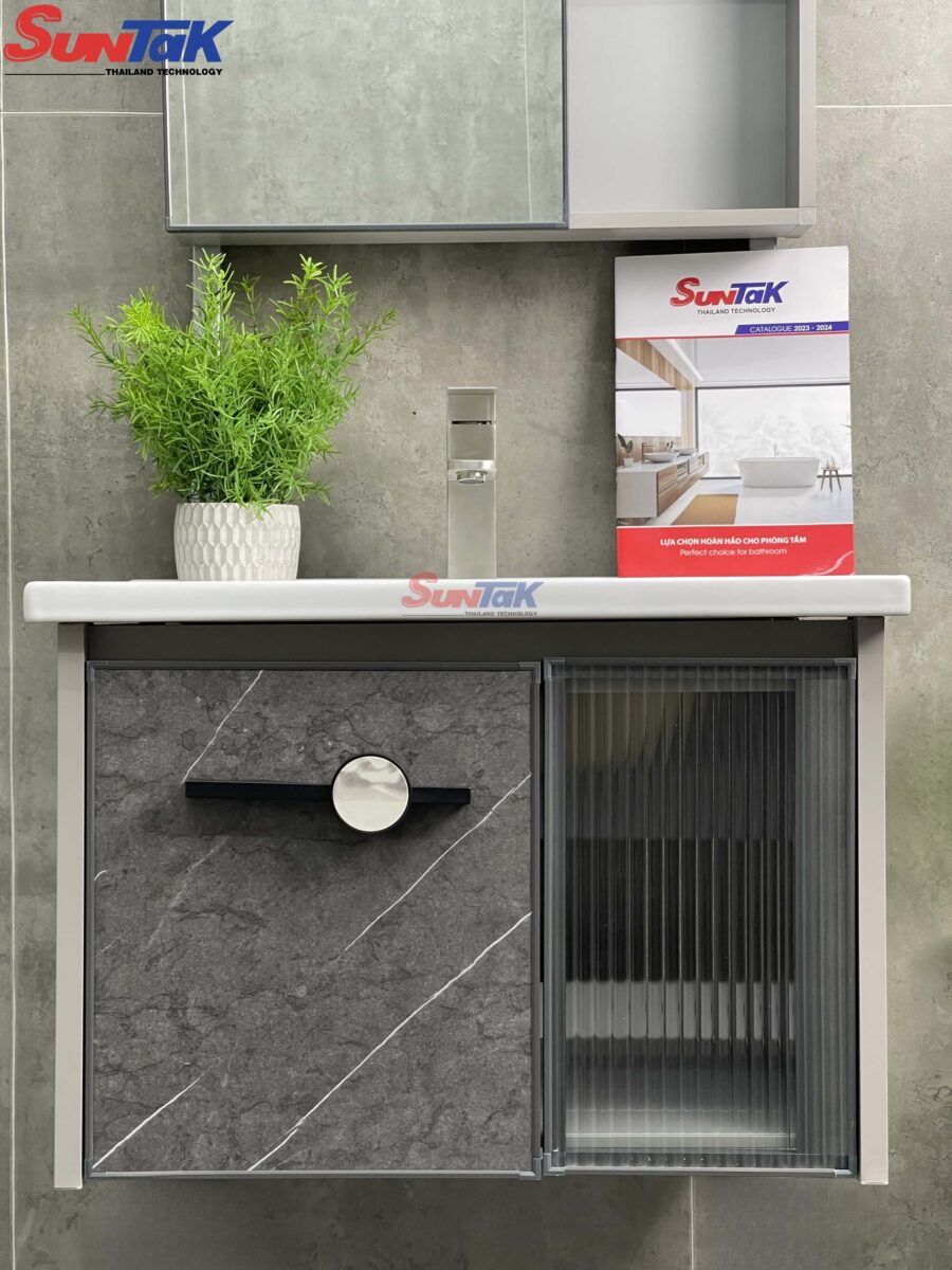 Tủ Lavabo Nhà Tắm Nhôm Màu Xám