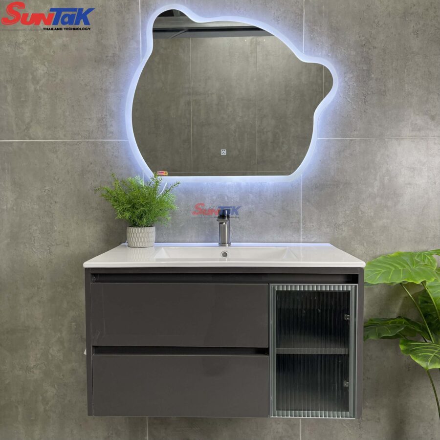 Tủ Lavabo Nhựa PVC Gương LED Hình Gấu