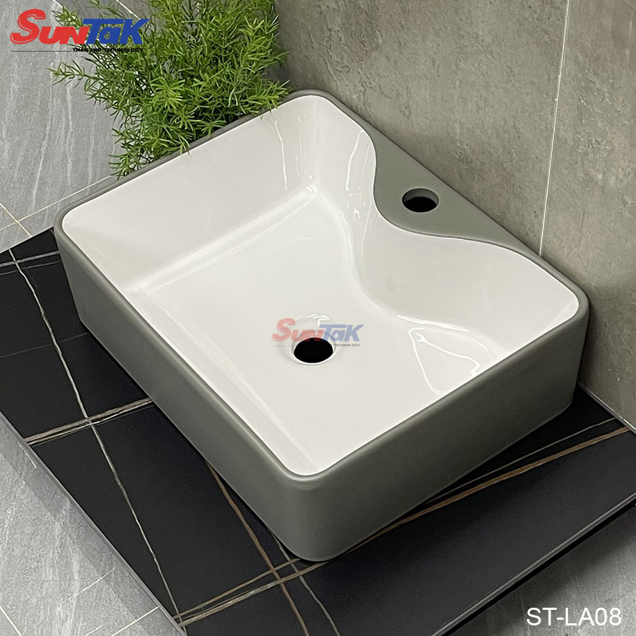 Lavabo Đặt Bàn Sứ Ceramic Màu Xám