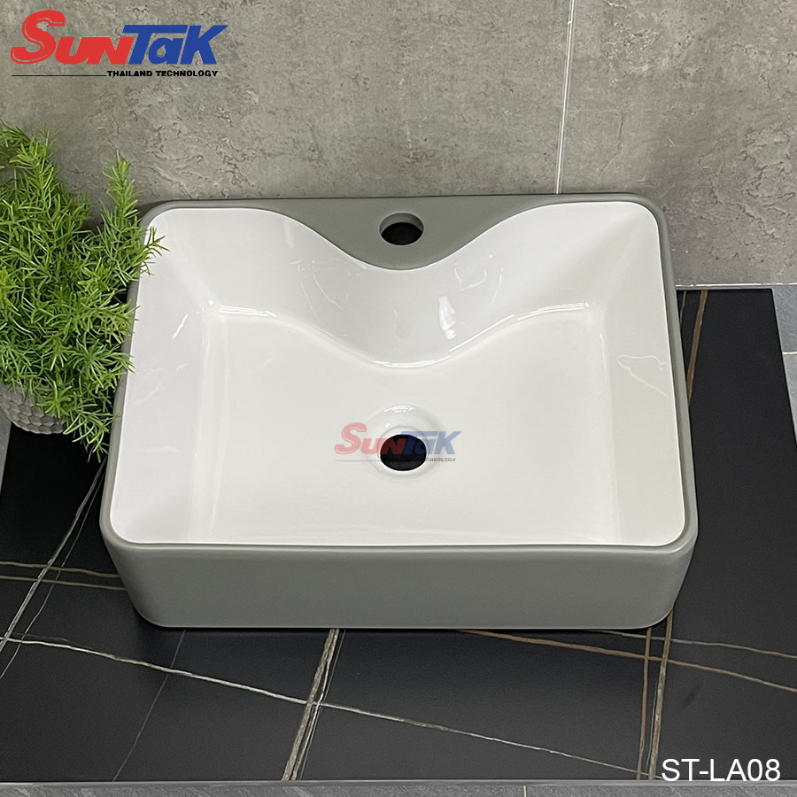 Lavabo Đặt Bàn Sứ Ceramic Màu Xám