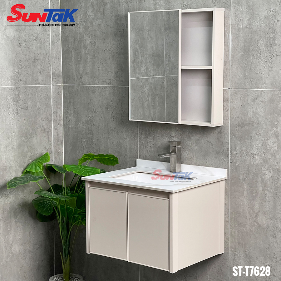 Tủ Lavabo Nhôm Màu Vàng Kem 2 Cánh