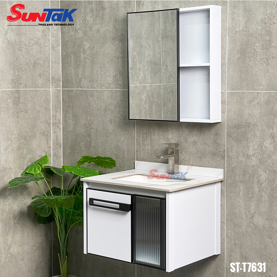 Tủ Lavabo Nhà Tắm Nhôm Trắng 2 Cánh Hiện Đại