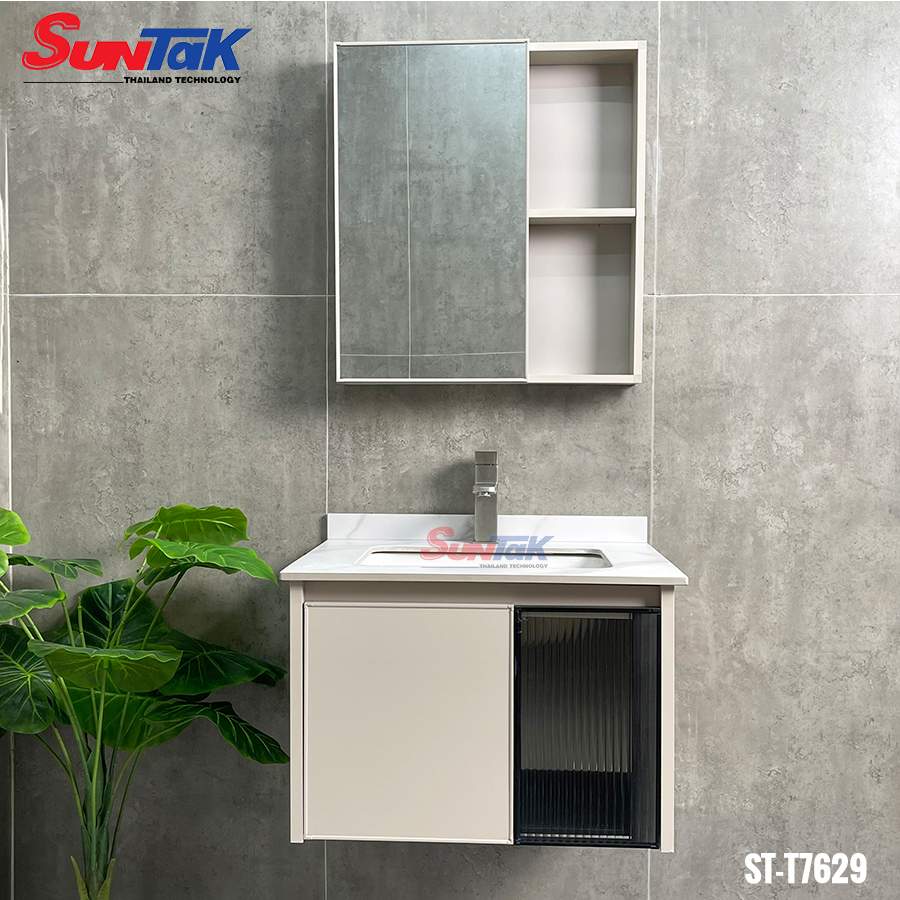 Tủ Lavabo Nhà Tắm Nhôm 60cm Vàng Kem