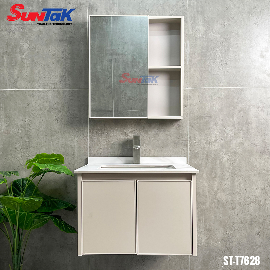 Tủ Lavabo Nhôm Màu Vàng Kem 2 Cánh