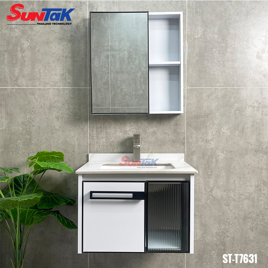 Tủ Lavabo Nhà Tắm Nhôm Trắng 2 Cánh Hiện Đại