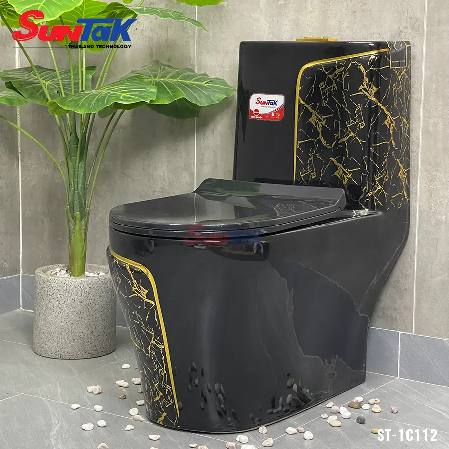 bồn cầu vân đá vàng