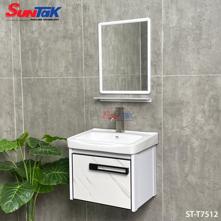 Tủ Lavabo Phòng Tắm Nhôm Trắng Vân Đá