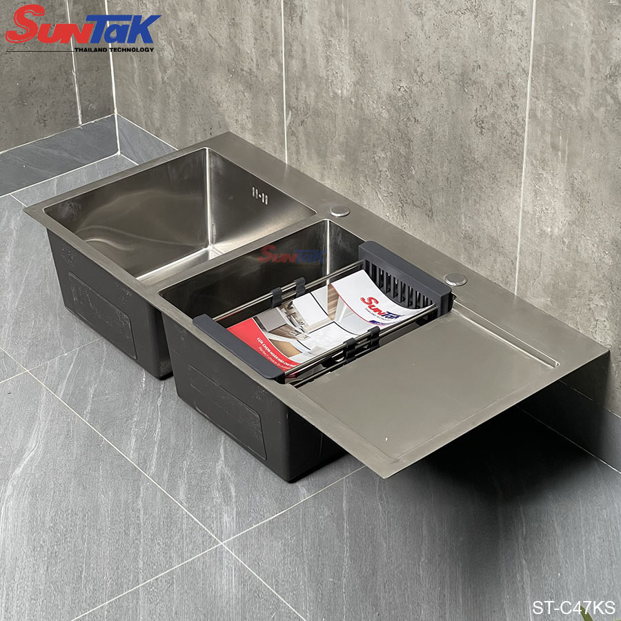 Chậu Rửa Chén 2 Hộc 1 Cánh Không Sơn Inox 304