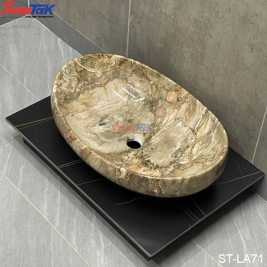 Lavabo Đặt Bàn Hình Oval Vân Đá