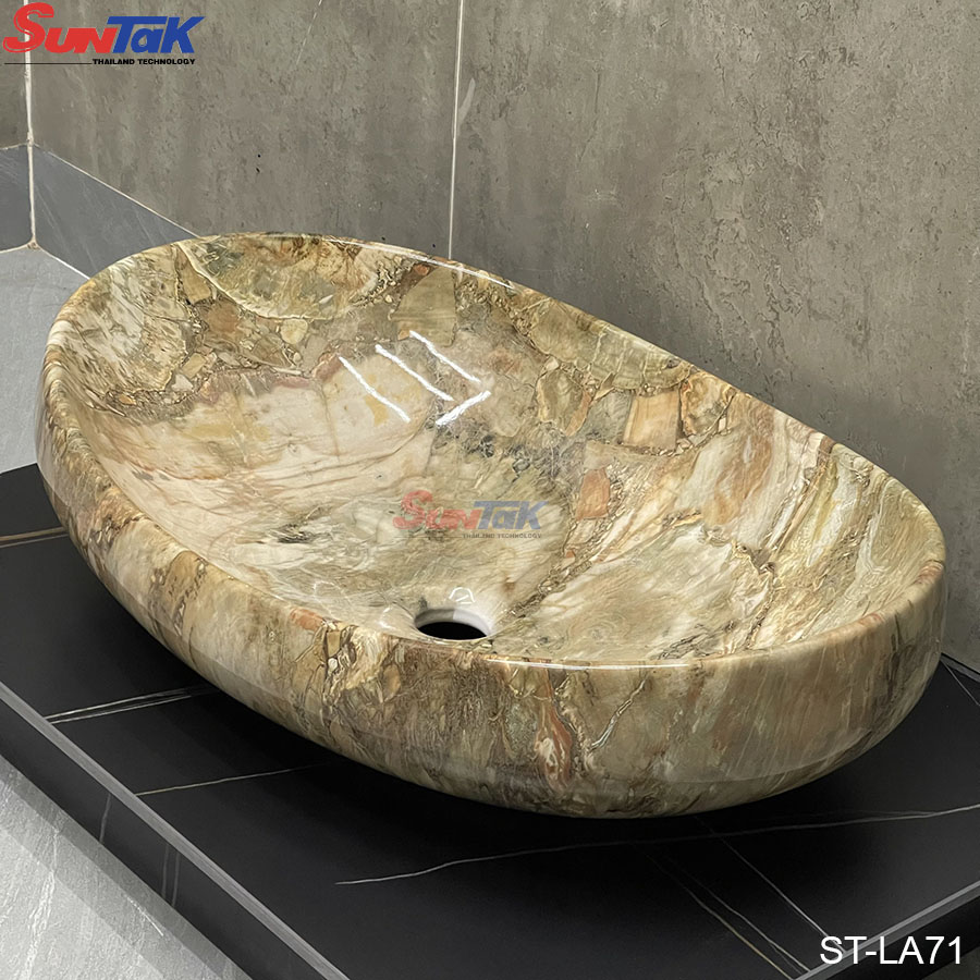 Lavabo Đặt Bàn Hình Oval Vân Đá