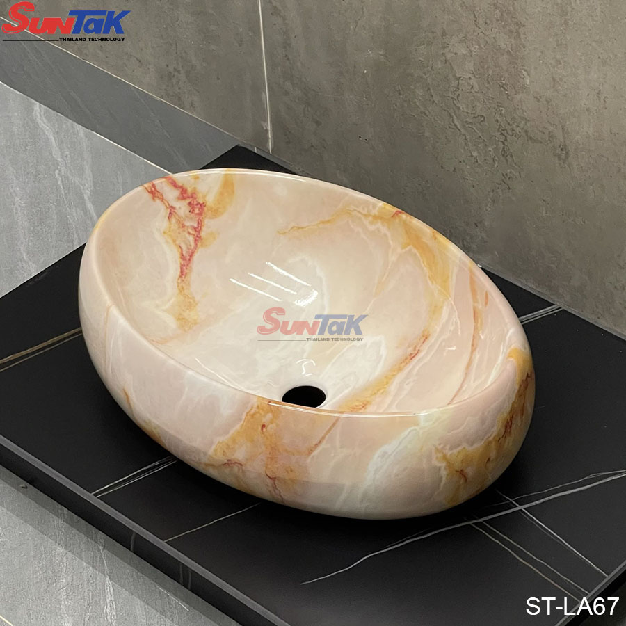 Lavabo Đặt Bàn Oval Vân Ngọc