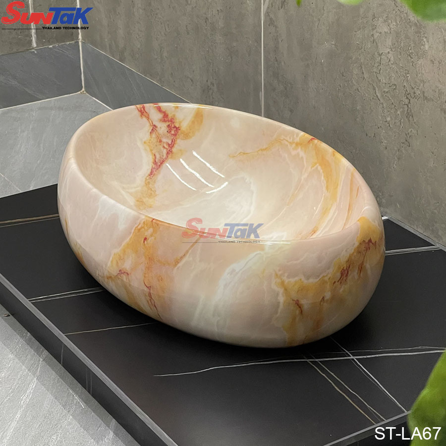 Lavabo Đặt Bàn Oval Vân Ngọc