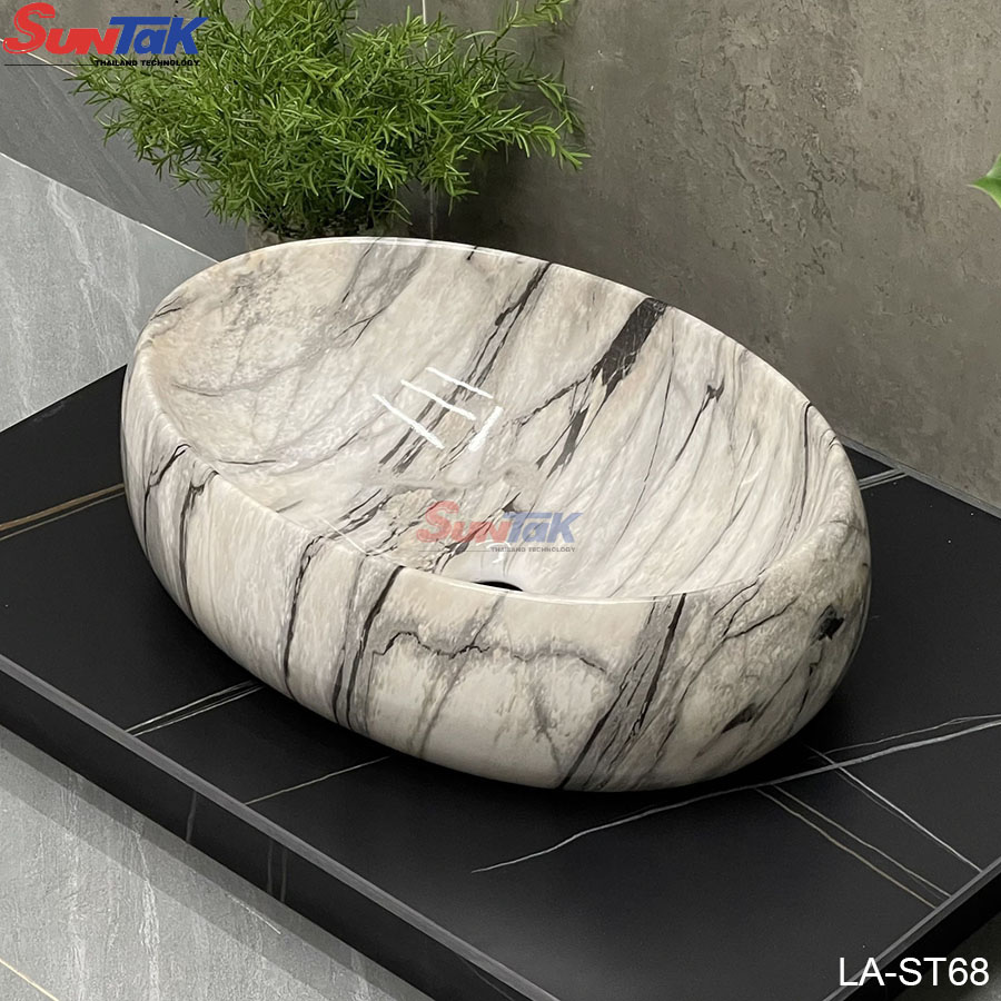 Lavabo Đặt Bàn Oval Vân Đá