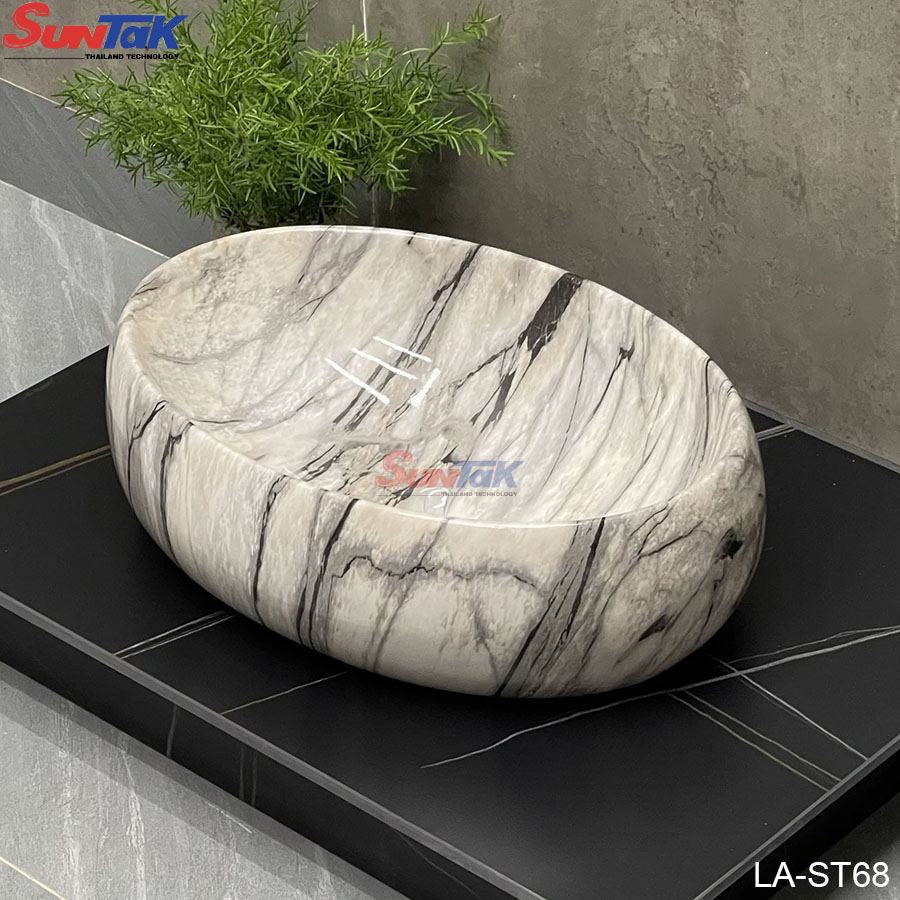 Lavabo Đặt Bàn Oval Vân Đá