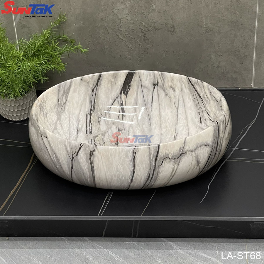 Lavabo Đặt Bàn Oval Vân Đá
