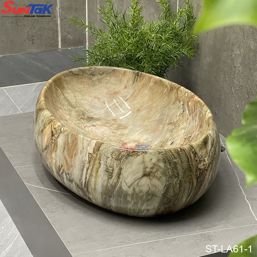 Lavabo Đặt Bàn Oval Vân Đá
