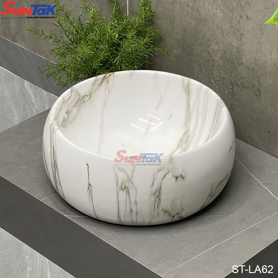 Lavabo Đặt Bàn Tròn Vân Đá