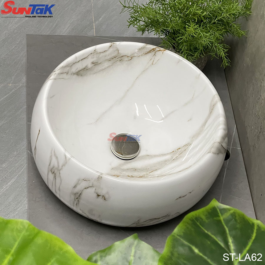 Lavabo Đặt Bàn Tròn Vân Đá