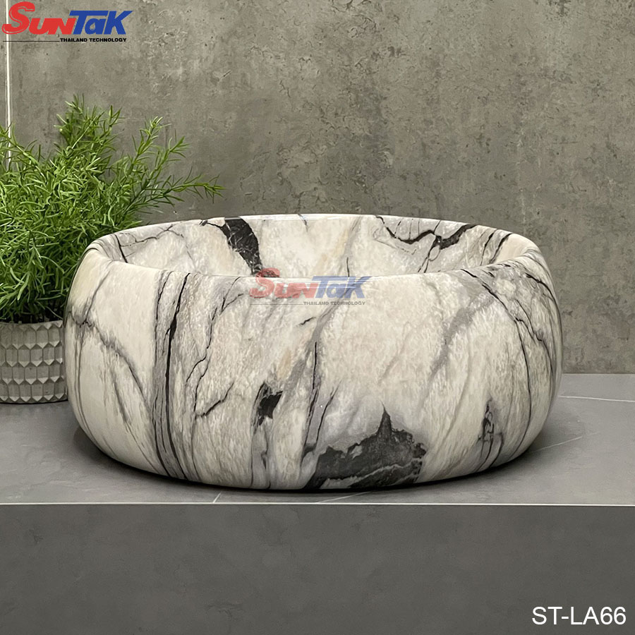 Chậu Rửa Mặt Ceramic Vân Đá Loại Tròn