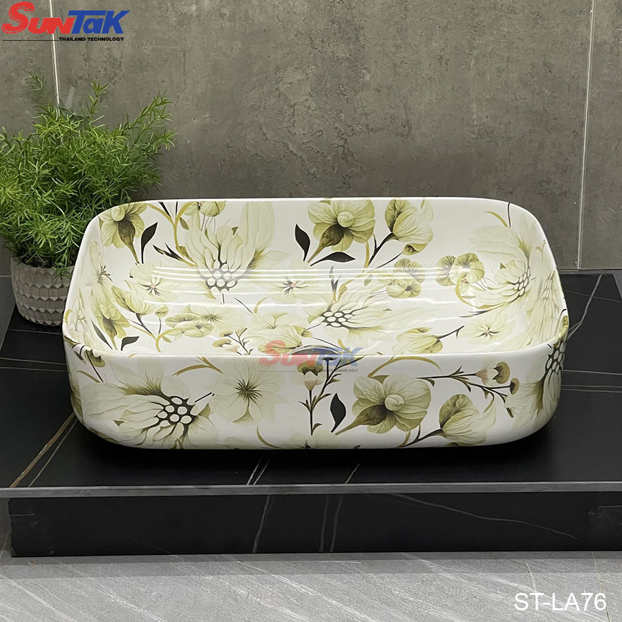Lavabo Đặt Bàn Hình Vuông Vân Hoa