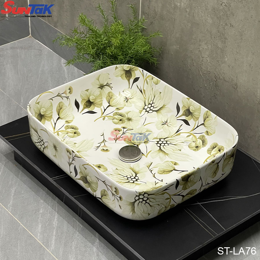 Lavabo Đặt Bàn Hình Vuông Vân Hoa