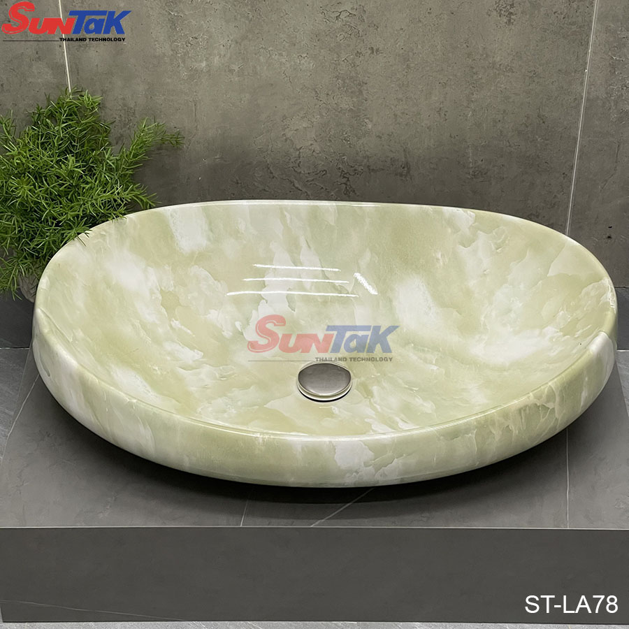 Lavabo Đặt Bàn Hình Oval Vân Ngọc