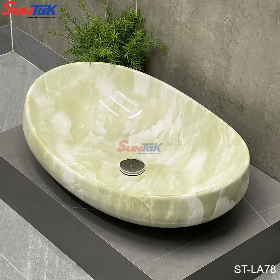 Lavabo Đặt Bàn Hình Oval Vân Ngọc