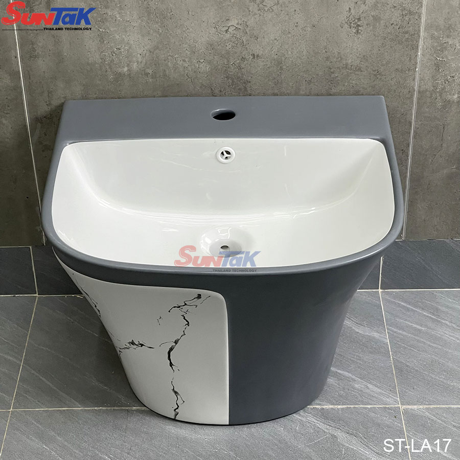Lavabo Treo Tường Xám Vân Đá