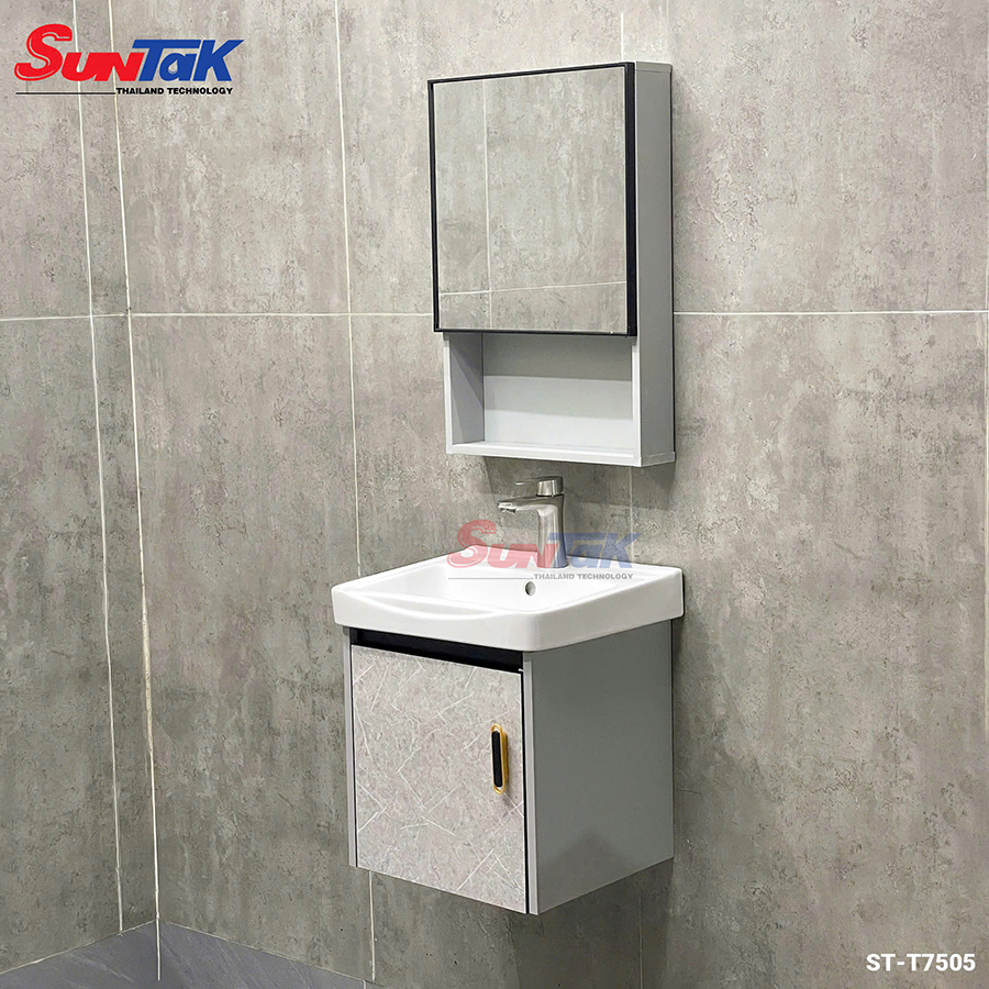 Tủ Lavabo Nhà Tắm Nhôm Tổ Ong Màu Trắng Vân Đá 40×45 ST-T7505