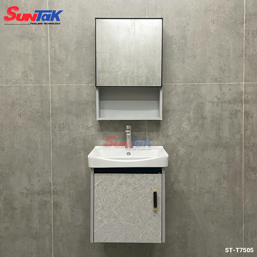 Tủ Lavabo Nhà Tắm Nhôm Tổ Ong Màu Trắng Vân Đá 40×45 ST-T7505