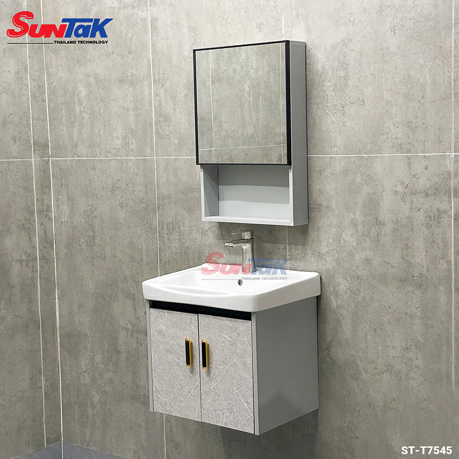 Tủ Lavabo Nhà Tắm Nhôm Tổ Ong Màu Trắng Vân Đá 50×45 ST-T7545