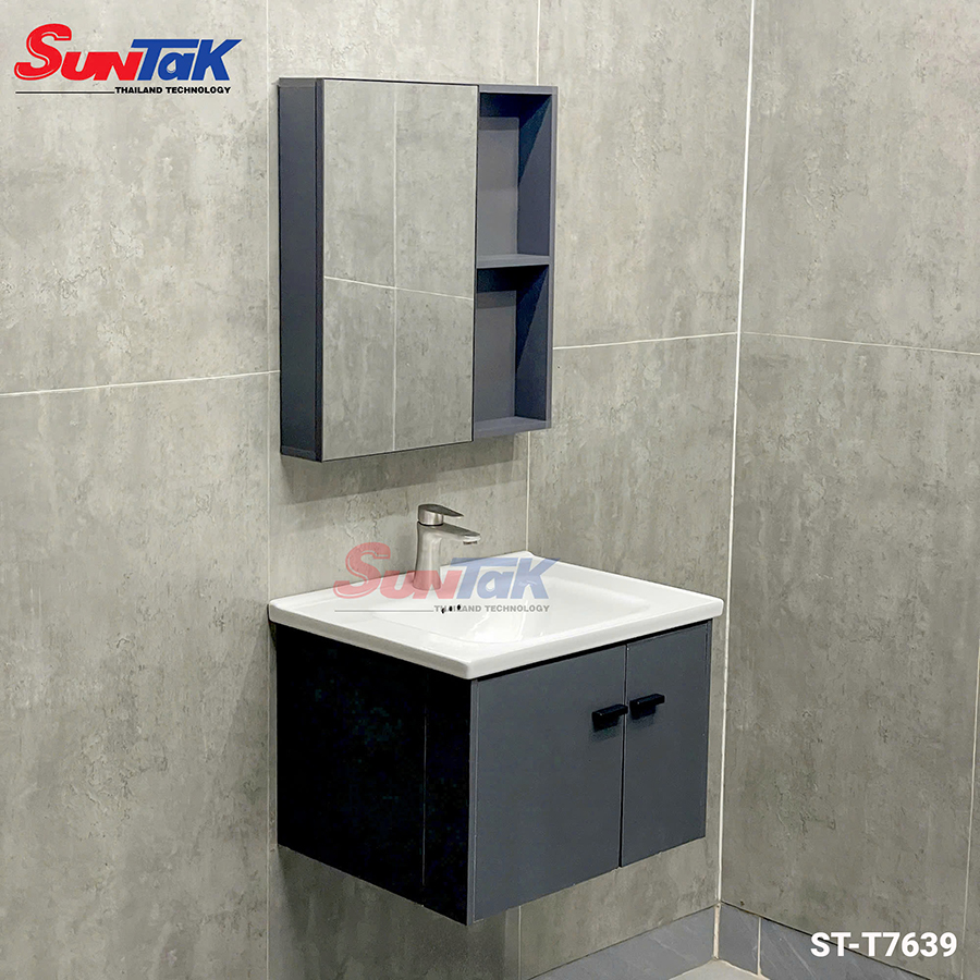 Tủ Lavabo Nhà Tắm Nhôm Tổ Ong Xám Đậm Cao Cấp ST-T7639