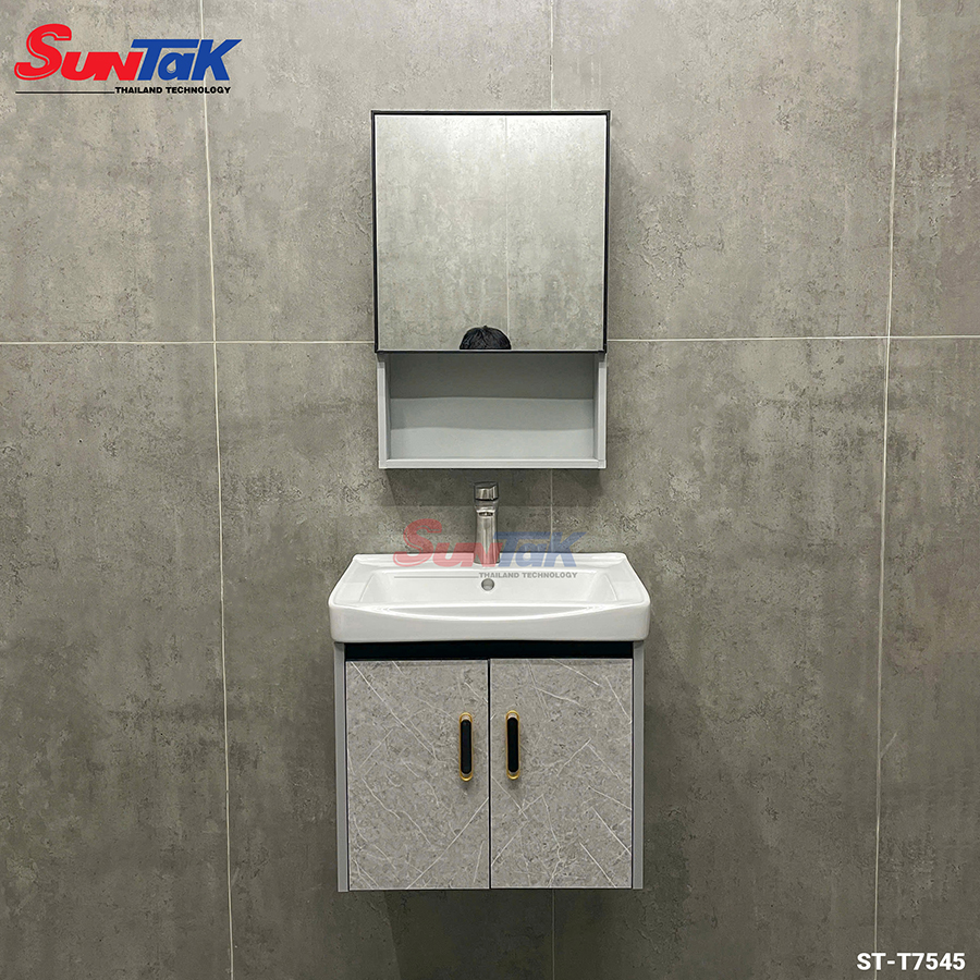 Tủ Lavabo Nhà Tắm Nhôm Tổ Ong Màu Trắng Vân Đá 50×45 ST-T7545