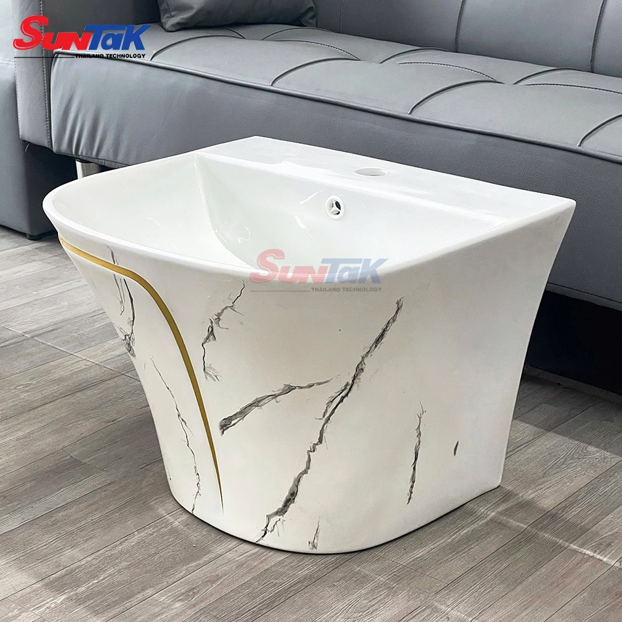 Lavabo Treo Tường Liền Khối Vuông Viền Vàng ST-LA15