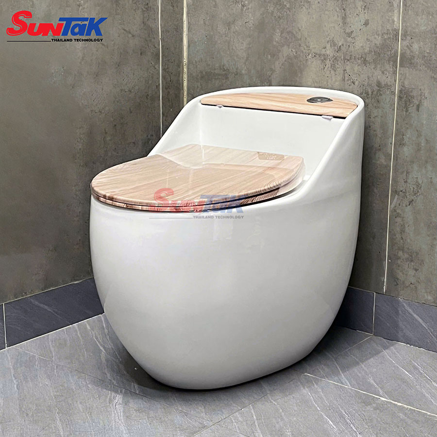 Bồn Cầu Trứng Nắp Gỗ ST-252