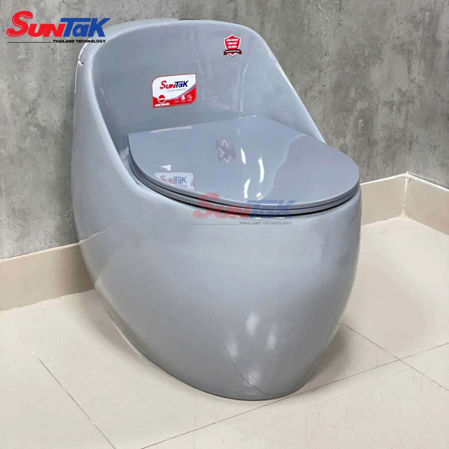 Bồn Cầu Trứng Xám Nút Xả Lệch Cao Cấp ST-150X