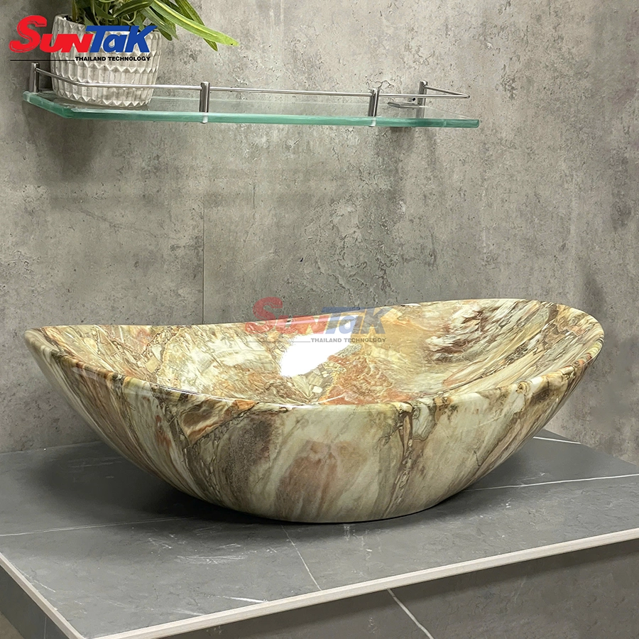 Lavabo Đặt Bàn Thuyền Vân Đá Nano Ceramic ST-81