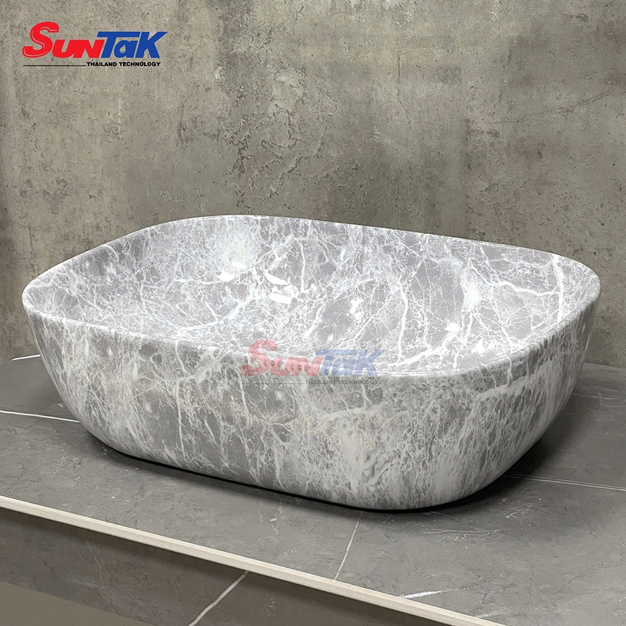 Lavabo Đặt Bàn Vân Đá Xám Xi Măng Cao Cấp ST-156